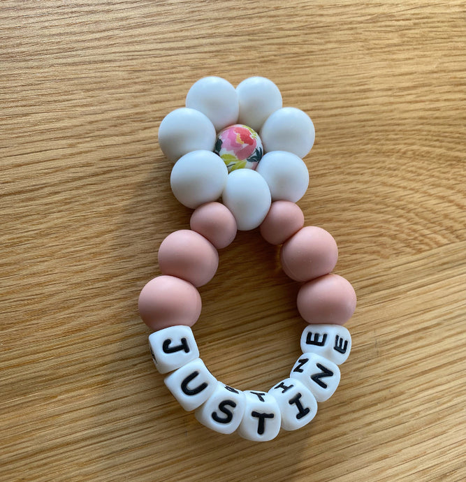 Anneau de dentition floral personnalisé