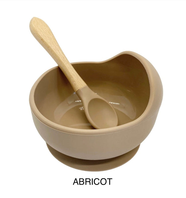 Bol/cuillère en silicone/bois