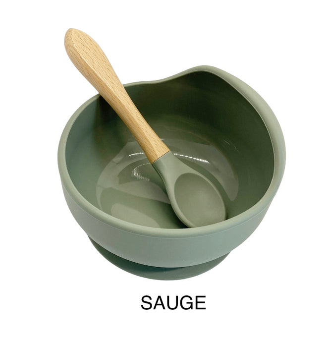Bol /cuillère en silicone/bois